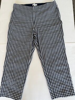 Navy Blue White Check Capri Sz 12 Charter Club Macys